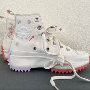 New Converse Kids Run Star Hike Hi Embroidered Floral Mens Sz 3 Womens Sz 4.5